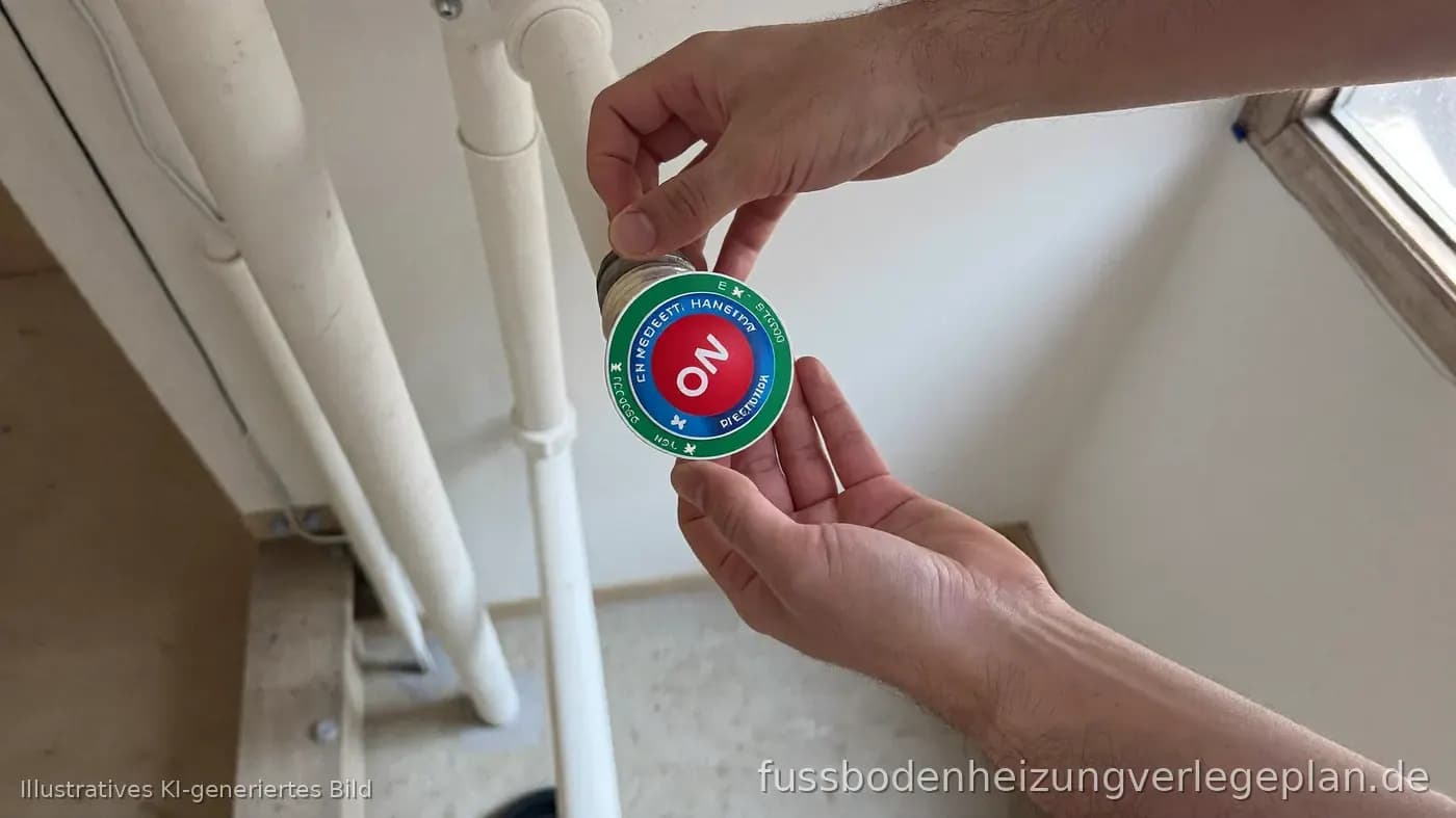 Heizkreisverteiler beim Entlüften einer Fußbodenheizung